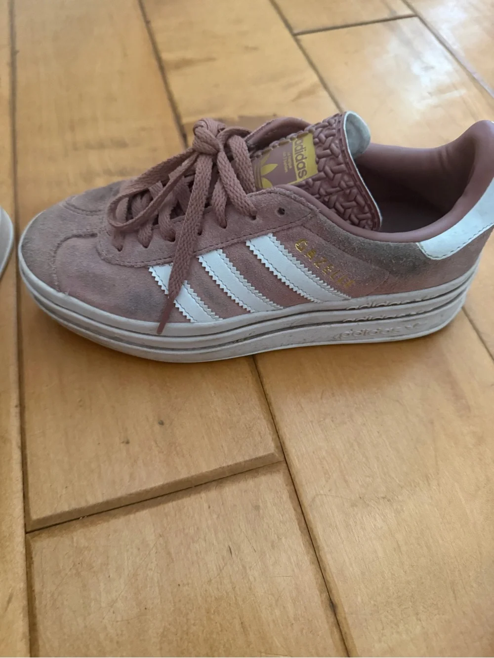adidas Suede Low-Top Sneakers in Dusty Rose and White Gazelle Bold